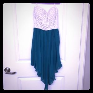 Teal and white tube dress